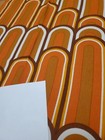 Awesome Rare Vintage Mid Century Retro 70s Org Brn Wht Skinny Hills Fabric  Look
