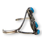 Vintage Sterling Silver 925 Kingman Turquoise Cuff Bracelet Signed R Ib