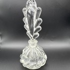 Pair Pressed Glass Perfume Bottles W  Stoppers Antique Vanity One Damaged