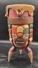 Vtg African Swaziland Zulu Folk Drums Wooden W  Cowhide Top Hand Carved 13 