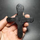 3 2in China Old Black Jade Fengshui Sacrifice Skull Cross Swastika Word Pendant