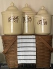 Vintage Pfaltzgraff Village Slant Side 3 Canister Set Flour Sugar Tea