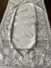Antique Cherub Figural Lace Trim Table Runner Fine Linen Center 18   x 33   