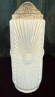 Vintage Skyscraper Torpedo Bullet Blue Glass Lamp Tower Shade Art Deco Embossed