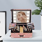 3in1 Rolling Makeup Train Case Salon Cosmetic Trolley Organizer Box W led Light