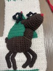 Vintage Crochet Reindeer Christmas Stocking