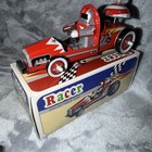 Robot Astronaut Racer Tin Car Mechanical Wind-up Vintage - Tested   Works W key