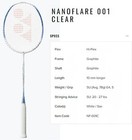 Yonex Nanoflare 001 Clear Badminton Racquet  strung  - Graphite Frame - New