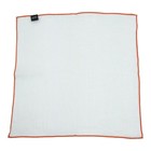 Mens White 100  Linen Handkerchief Pocket Square Burnt Orange Border Hanky 13 