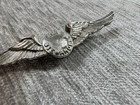 Air Stewardess Wings Airline Lapel Hat Pin Brooch Silver Tone Vintage 2 5  Wide