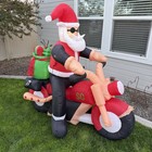 6  Long Light Up Motorcycle Santa Claus Inflatable Yard Decor Holiday Blow Up