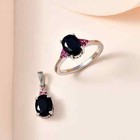 3 65ctw Australian Midnight Sapphire Set Size 7 Ring   Pendant Platinum Plated