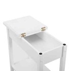 White Narrow End Table With Storage  Flip Top Narrow Side Table For Small Spaces
