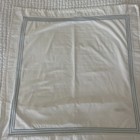 2 Pottery Barn Chambray Blue Embroidered Hotel Stitch White Euro Pillow Shams