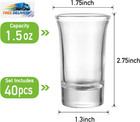 40 Pack Shot Glass Bulk Set With Heavy Base  1 5 Ounce Whiskey Shot Glasses  Cle