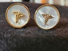 Vintage Anson Mother Of Pearl Caduceus Cufflinks Medicine Physician Md  