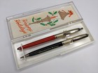 X2 Set 1960s Holiday Salesman Sample Ballpoint Pen Mechanical Pencil Case Lot G8