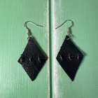 Hand Made Jewelry Upcycled Black Leather Earrings With Copper Accents