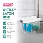 Sterilite 30 Qt Clear Plastic Stackable Storage Bin W  White Latch Lid  18 Pack