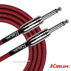 Kirlin   10ft   woven Red Guitar bass Instrument Cable 1 4  Straight Mono - 10 Foot