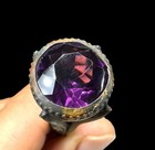 Antique Victorian Hat Pins Amethyst Glass And Clear Rhinestone 