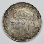 1897 Spain Philippines One Peso Scarce Circulated Rare Issue Nice  k971