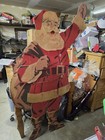 Vtg Original Department Store Wooden Santa Display Plywood Christmas Decor 2-pc