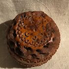 Antique Carved Coquilla Nut Pomander Or Sewing Thimble Case Holder - Rare Shape