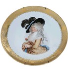 Antique  Hand Painted Hanging Plate Elegant Lady Portrait Signed