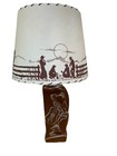 Vintage Midcentury Cowboy Themed Mcm Lamp With Shade Western