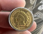Vintage Thimble Indian Engraving And One Cent Coin 1907
