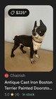 Hubley Antique Cast Iron Boston Terrier Dog Door Stop 1920s