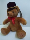 Fao Schwarz Brown Teddy Bear 11  Plush Black Hat Red Ribbon Stuffed Animal Soft
