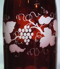 Rare Antique Victorian Etched Grapevine Decanter Art Glass Hand Cut Painted Red