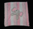 Pink White Gray Striped Elephant Security Blanket Baby Lovey Plush Rn 36753