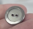  6  Vintage Mcm Silver Tone Metal plastic Centers Two Hole Buttons