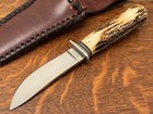 Vintage Jerry Twitty Sportsman Hunting Knife   Sheath 08m5-2 Stag Pommel Minty
