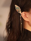 High End Exquisite Side Ear Hair Clip With Tassels Burnt Blue Hair Accessories