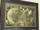 Large 43x36 Framed Double Hemisphere World Map Gold Foil     Orbis Terrarum Typus