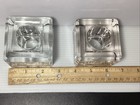 Vintage Glass Inkwell Matching Pair Thick   Heafty 