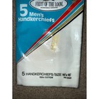 Vintage New Old Stock Fruit Of The Loom White Men s Handkerchiefs - 5 Pack