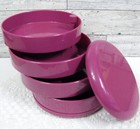 Interdesign Circular Swivel Vtg Container Rose Pink Purple Desk Organizer W lid