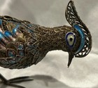 Vintage Chinese Gilt  925 Silver Filigree Enamel Peacock Figurine - Missing Toe 