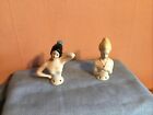 2 Antique Pin Cushion Doll Ladies No Base Just The Heads