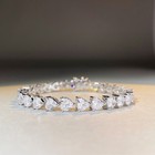 5x5 Heart Treated Diamond-like Stone Bracelet S925 Silver