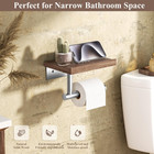 Toilet Paper Holder With Wood Shelf  Wooden Wall Mount Tissue Paper Roll Holder 