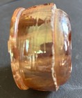 Vintage Marigold Carnival Glass 8 Hole Flower Frog Iridescent Amber Vintage