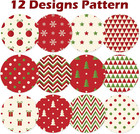 12  Christmas Pattern Paper   Sticker Kit Red Scrapbook Premium Specialty Paper 