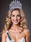 Sensational Clear Crystal Rhinestone Lg Tiara Crown Bridal Prom Pageant T11883
