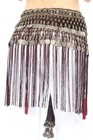 Women s Belly Dance Tribal Hip Scarf With Fringe Coins Flannel Coffee Plus Size